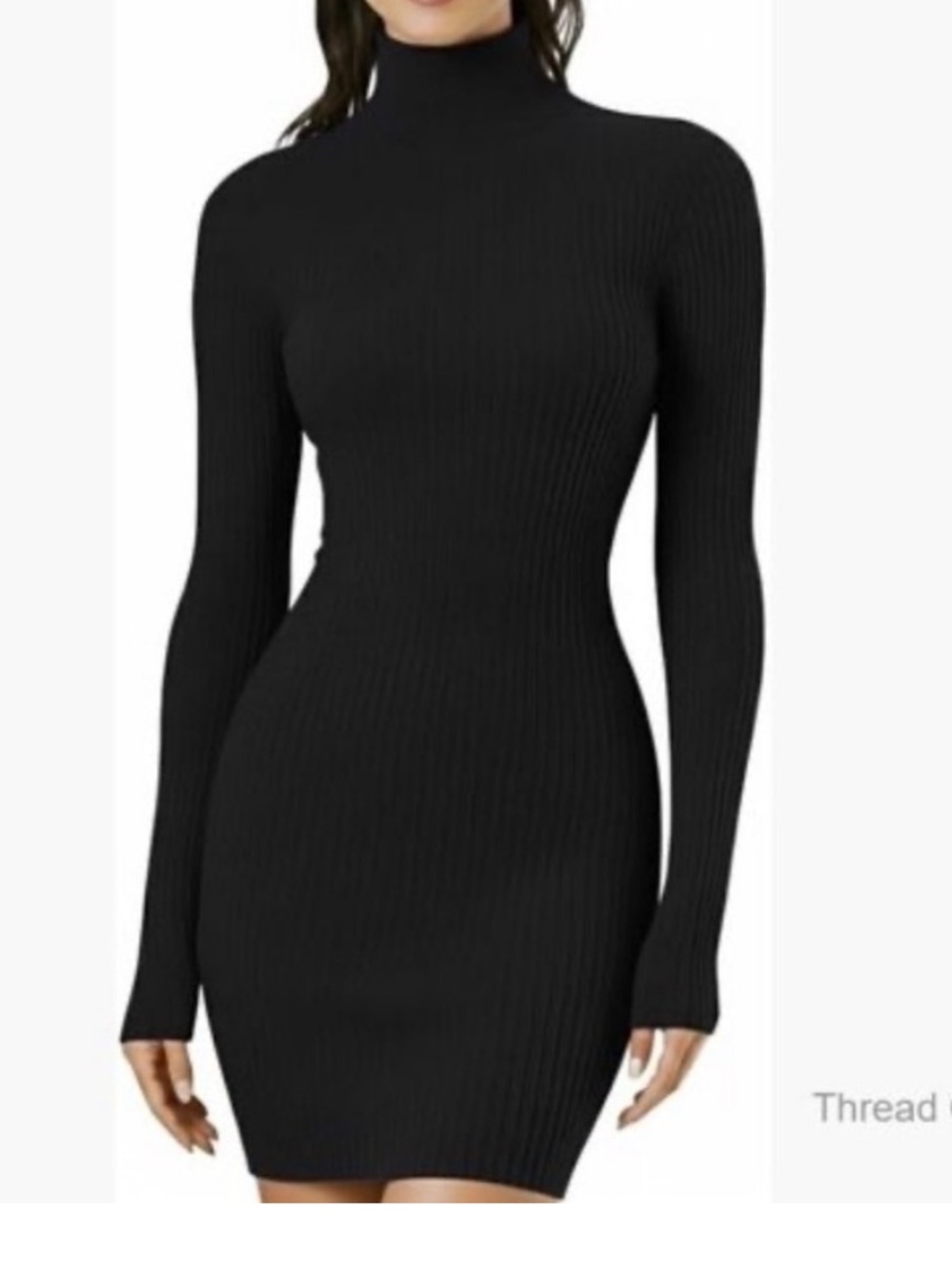 Abercrombie & Fitch Black Ribbed Turtleneck Long-Sleeve Dress